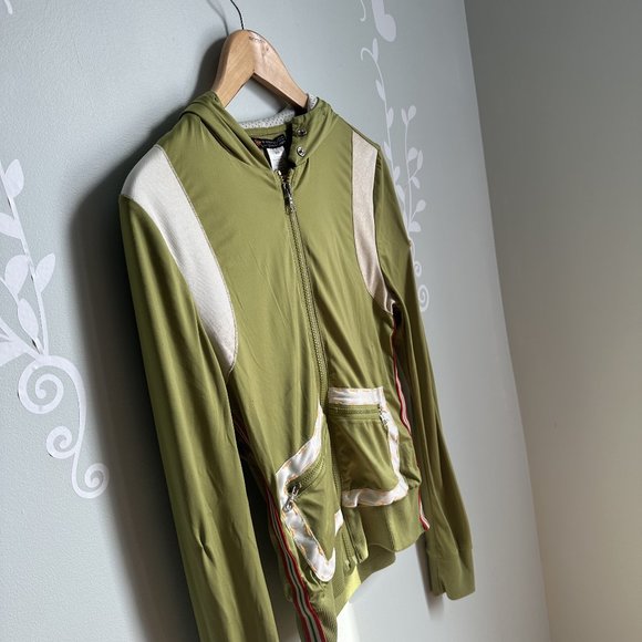 Parasuco Ribbed Silky Pocket Zip Up Forest Green M - Picture 2 of 6